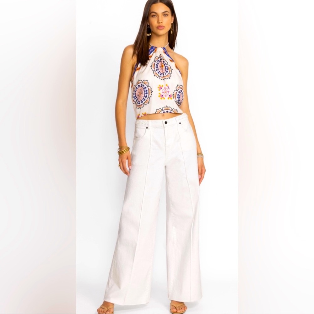 NWT Johnny Was Braided Wide Leg White/Cream Jeans, size 29